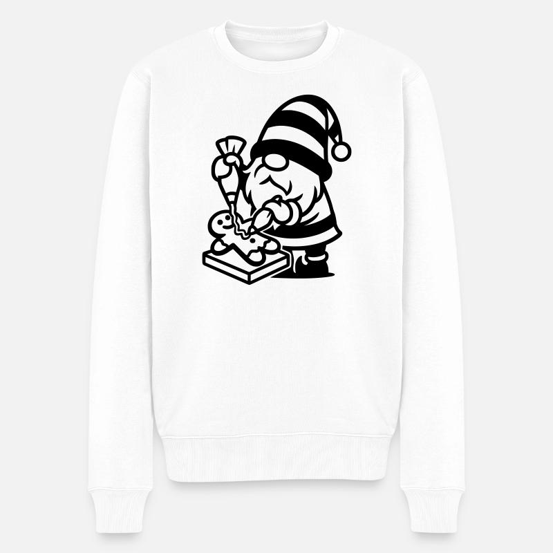 Gingerbread Baking Gnome - Men's Premium Organic Jumper - white