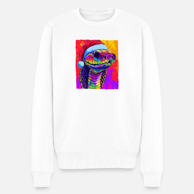 Portrait de Noël du cobra-serpent - Pull Premium bio Homme - blanc