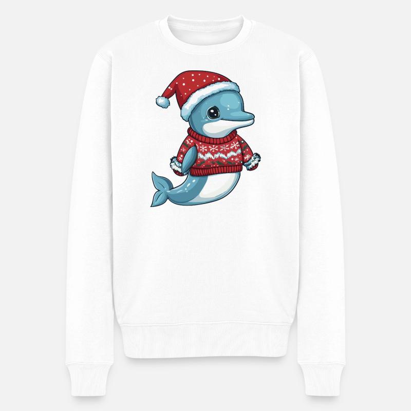 Delfin Weihnachten Xmas - Männer Premium Bio Pullover - Weiß