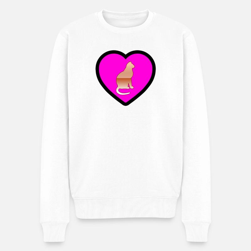 Katze - Männer Premium Bio Pullover - Weiß