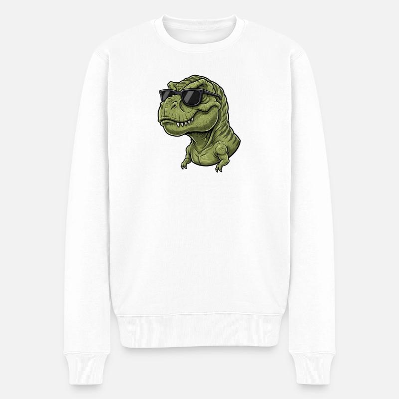 Lustiger T-Rex Cartoon Dinosaurier Sonnenbrille - Männer Premium Bio Pullover - Weiß