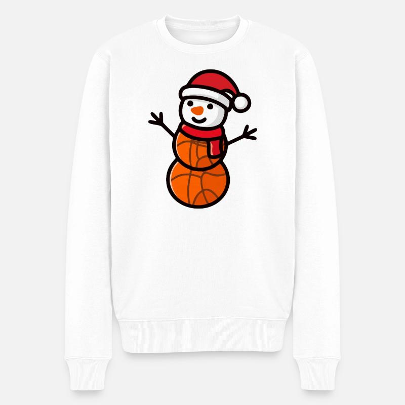Basketball Schneemann Weihnachten Sport - Männer Premium Bio Pullover - Weiß