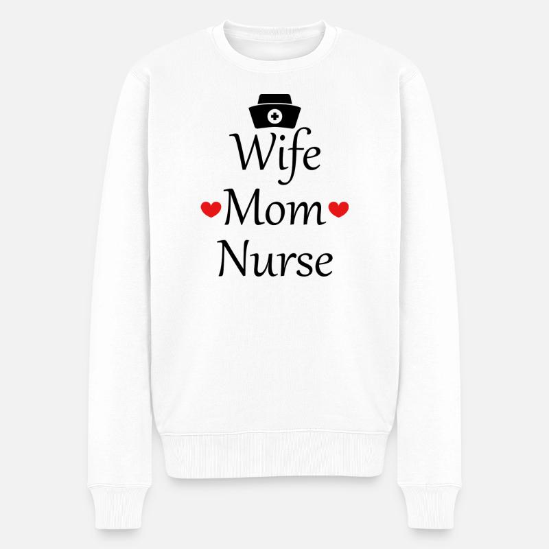 Ehefrau, Mutter, Krankenschwester - Männer Premium Bio Pullover - Weiß