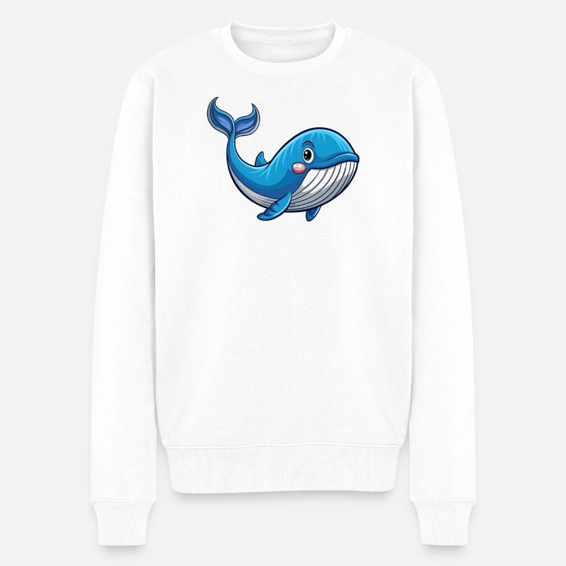 Wal - Männer Premium Bio Pullover - Weiß