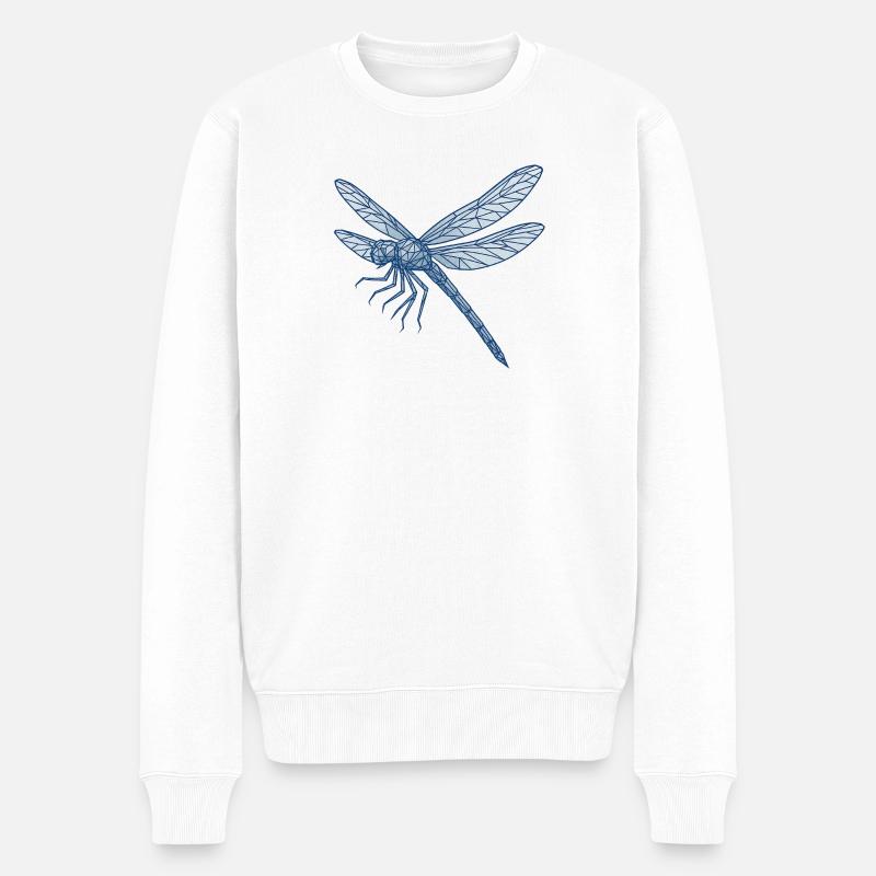 Libellule bleue géométrique - Pull Premium bio Homme - blanc