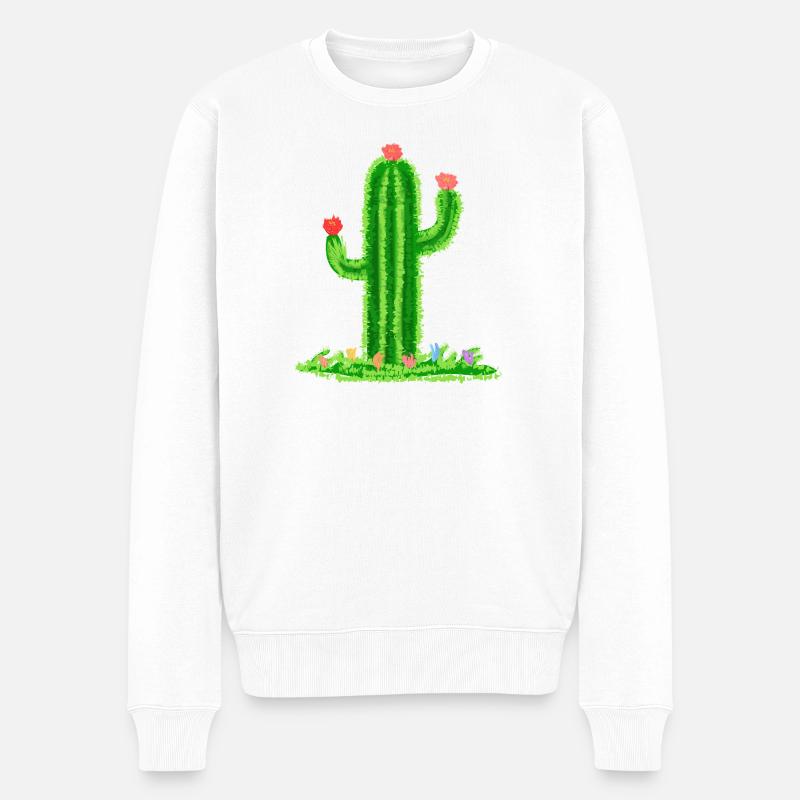 Cactus avec fleurs - Pull Premium bio Homme - blanc