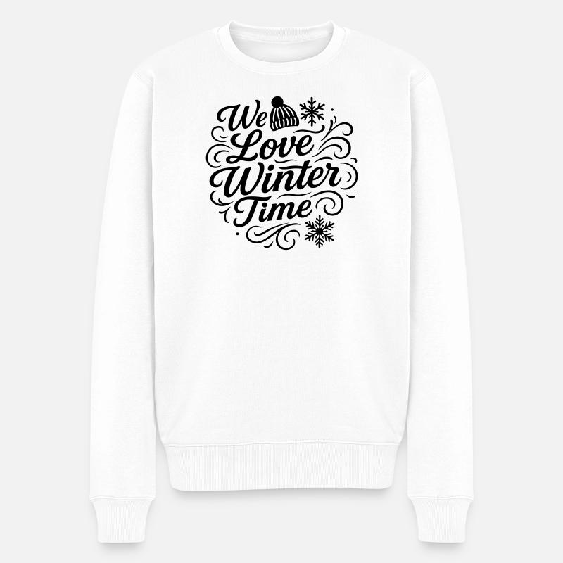 Wir Lieben Winter - Männer Premium Bio Pullover - Weiß