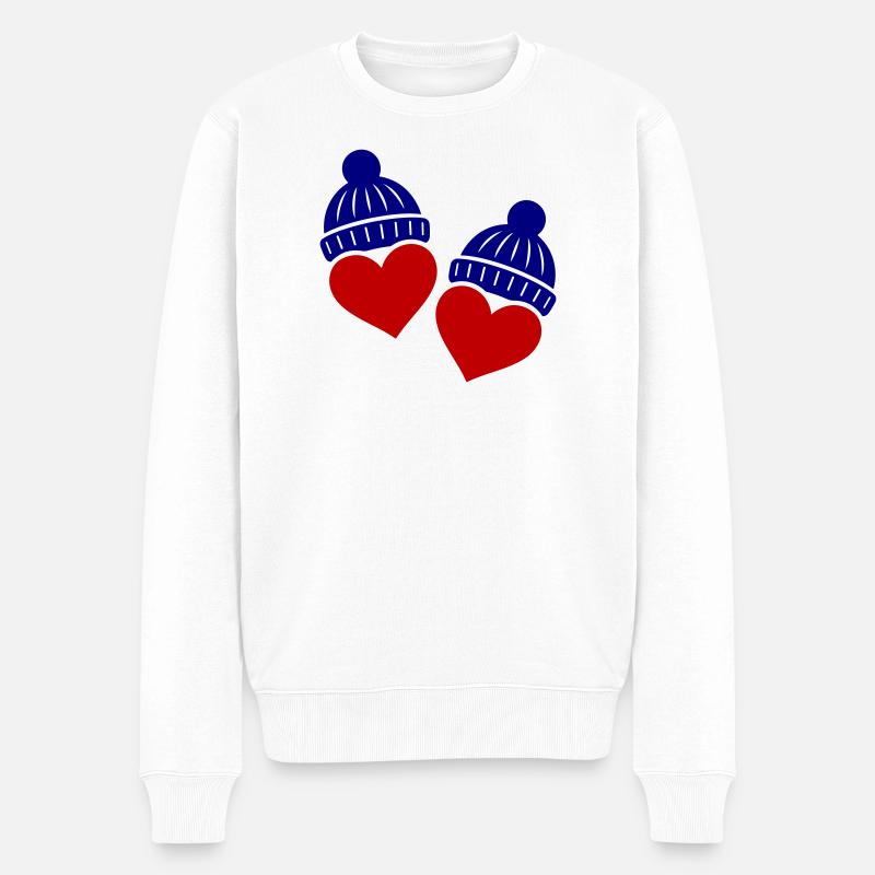 Amour du Chapeau d’hiver de Cœurs - Pull Premium bio Homme - blanc