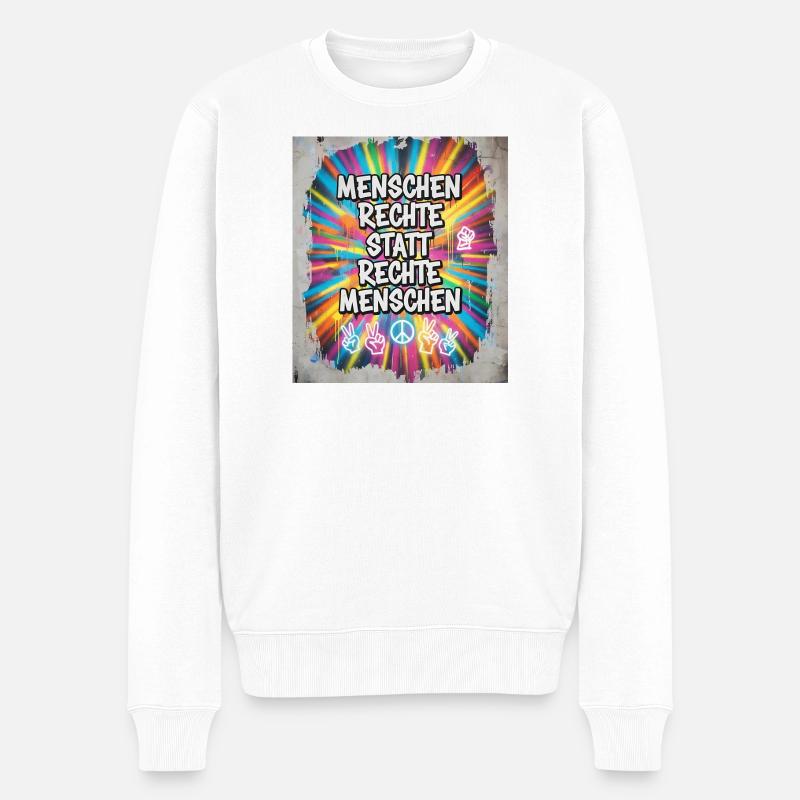 Buntes Graffiti Menschenrechte Statement - Männer Premium Bio Pullover - Weiß