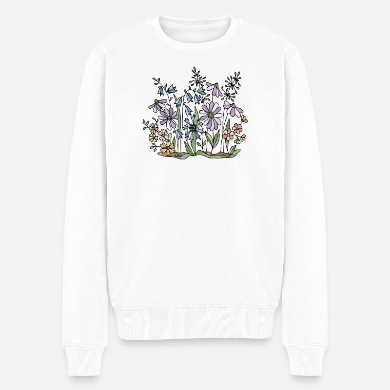 Blumen - Männer Premium Bio Pullover - Weiß