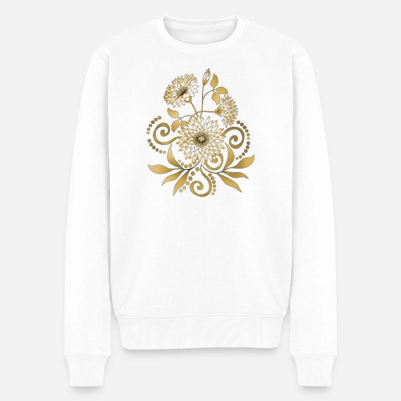 Blumen - Männer Premium Bio Pullover - Weiß