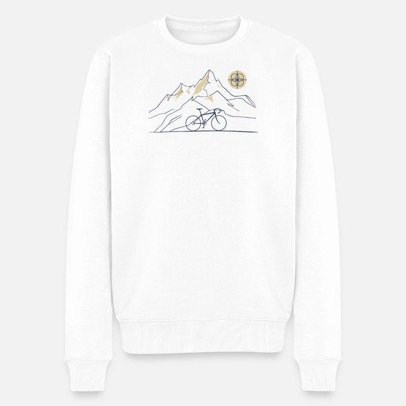 Fahrrad Bergmotiv - Männer Premium Bio Pullover - Weiß