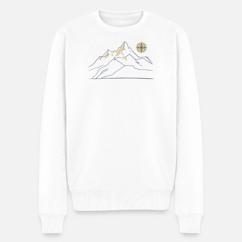 Mountain Line Art - Männer Premium Bio Pullover - Weiß