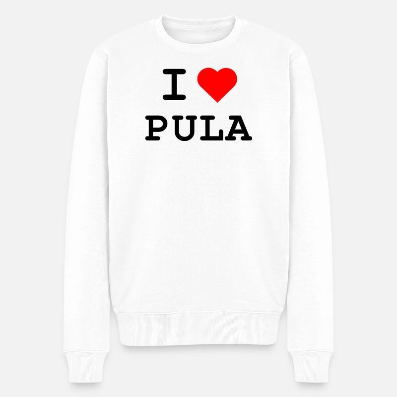 J’aime Pula - Ich liebe Pula - Pull Premium bio Homme - blanc