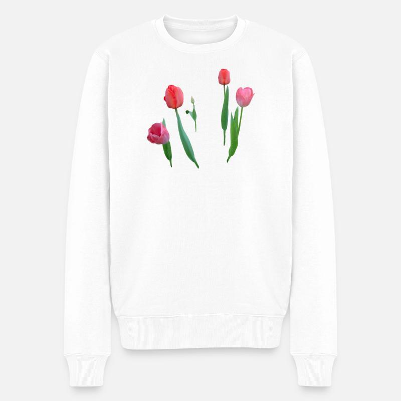 Tulpen - Männer Premium Bio Pullover - Weiß