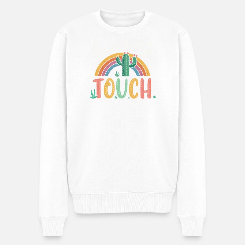Cactus Arcenciel Ne Pas Toucher - Pull Premium bio Homme - blanc