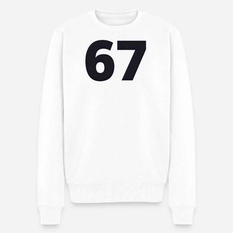 67 spricht Jugendsprache - Männer Premium Bio Pullover - Weiß