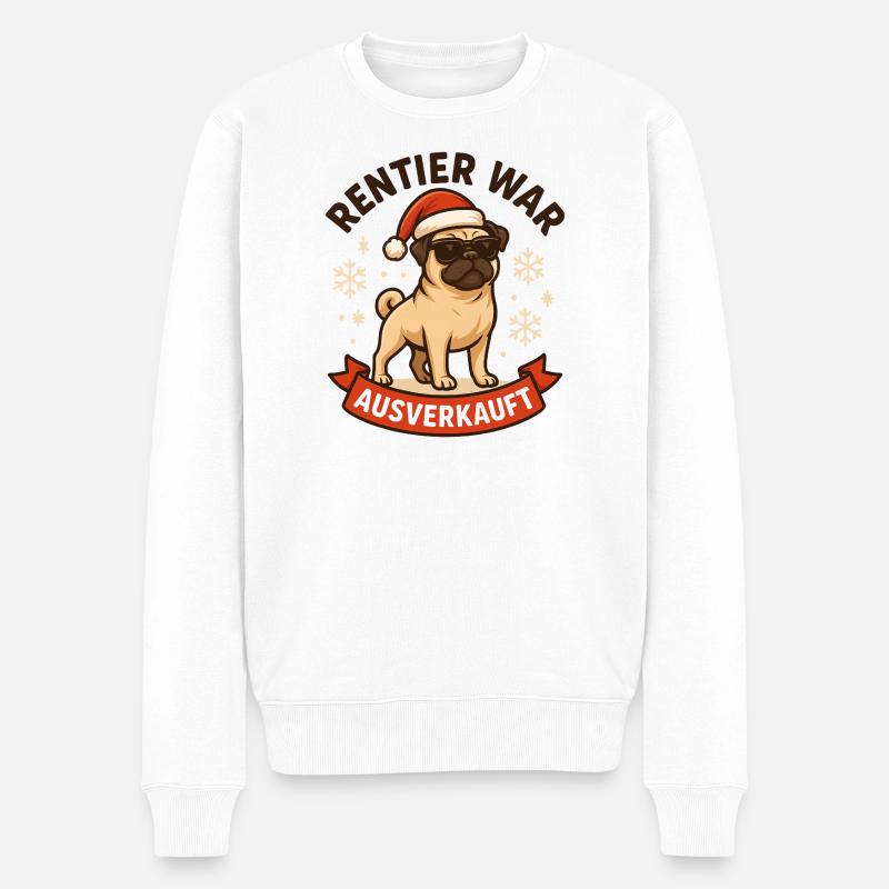 Reindeer a affiché complet Pug Pug - Pull Premium bio Homme - blanc