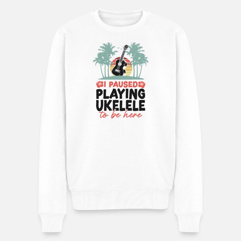 Ukulélé hawaïen uke I Arrêté - Pull Premium bio Homme - blanc