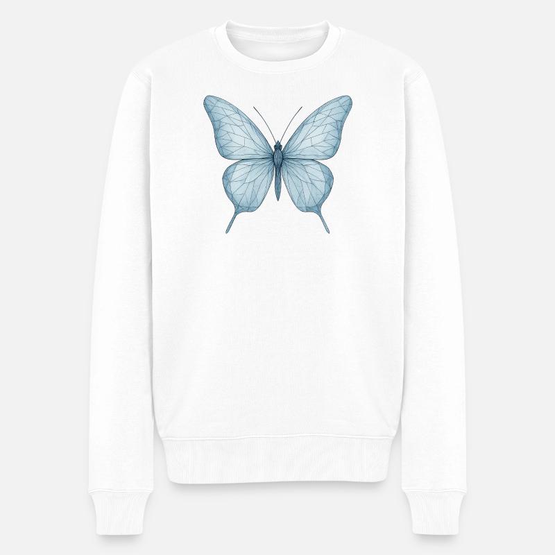 Blauer Geometrischer Schmetterling - Männer Premium Bio Pullover - Weiß