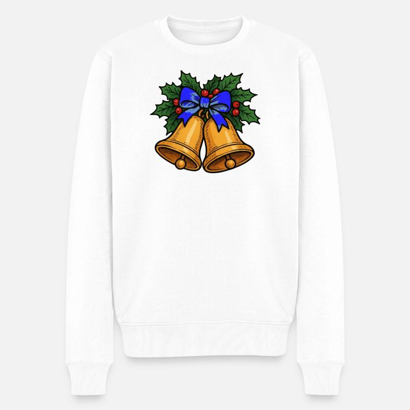 Cloches de Noël avec ruban bleu - Pull Premium bio Homme - blanc