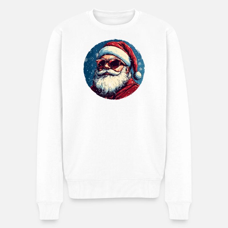 Santa Weihnachtsmann mit Sonnenbrille - Männer Premium Bio Pullover - Weiß