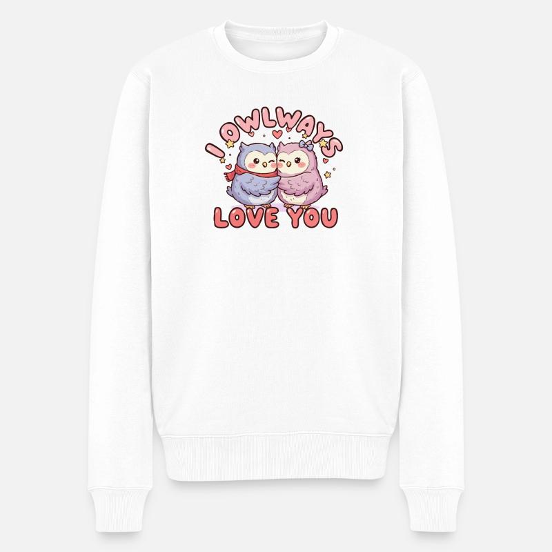 I owlways love you - Männer Premium Bio Pullover - Weiß