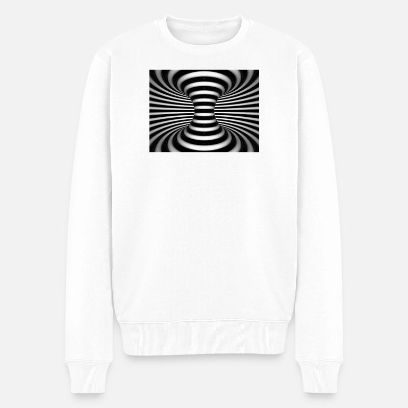 Schwarz-Weiß-Spiralwirbel - Männer Premium Bio Pullover - Weiß