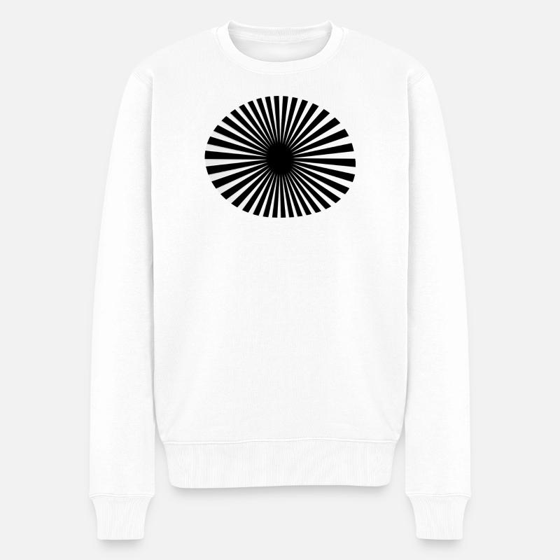 Schwarz-weiße kreisförmige Speichen - Männer Premium Bio Pullover - Weiß