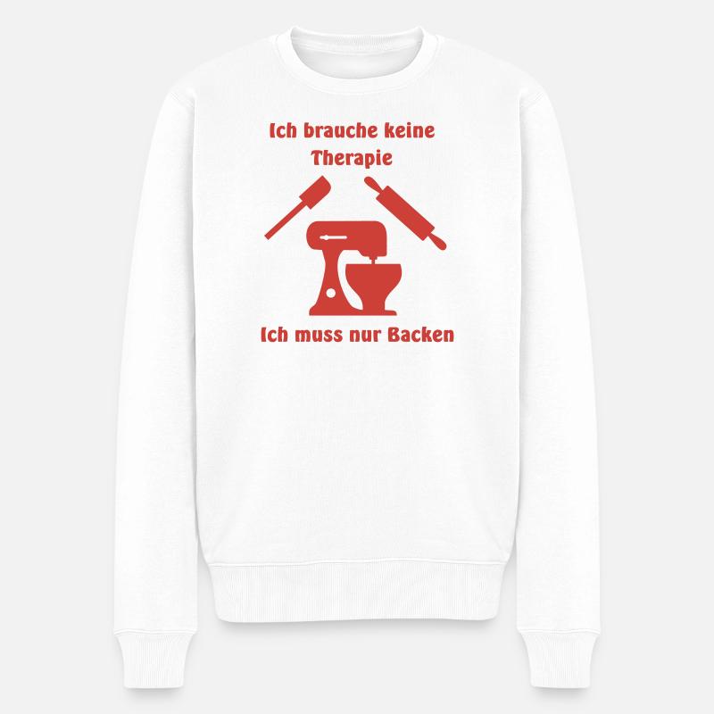 Backen Küchenmaschine Therapie - Männer Premium Bio Pullover - Weiß