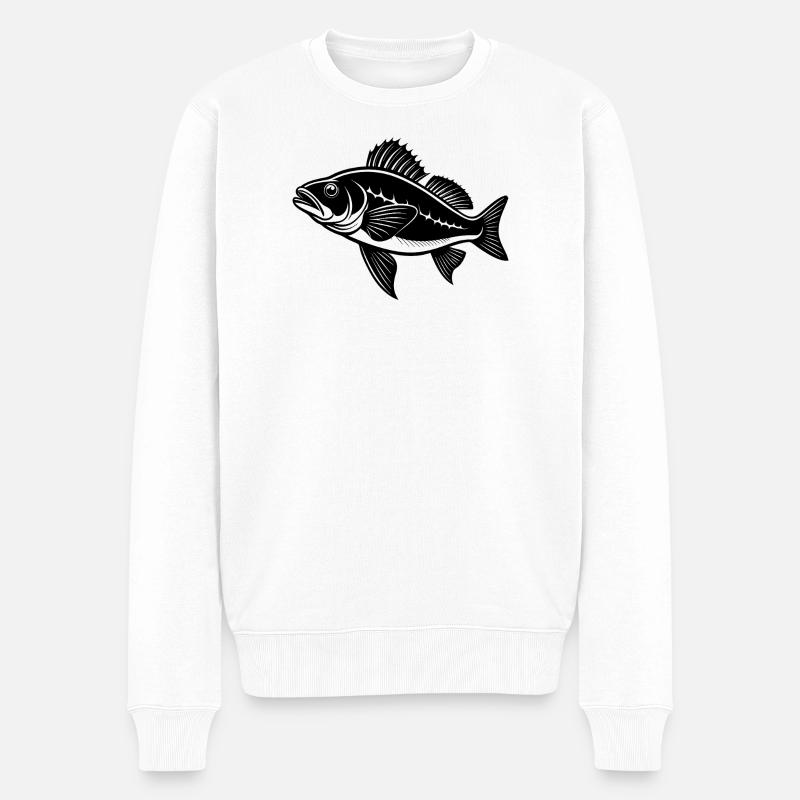 Zanderfisch - Männer Premium Bio Pullover - Weiß