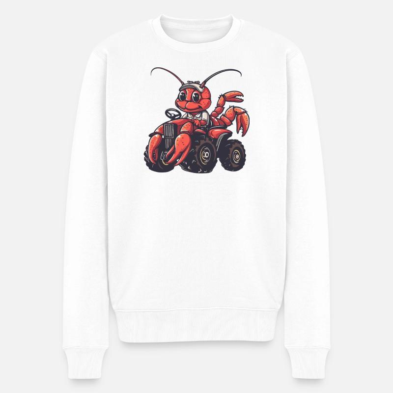 Hummer Krebs Traktor Farmer - Männer Premium Bio Pullover - Weiß