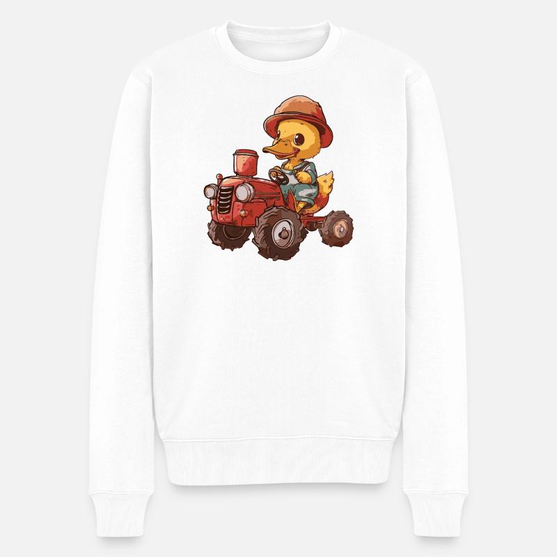 Ente Traktor Farmer - Männer Premium Bio Pullover - Weiß