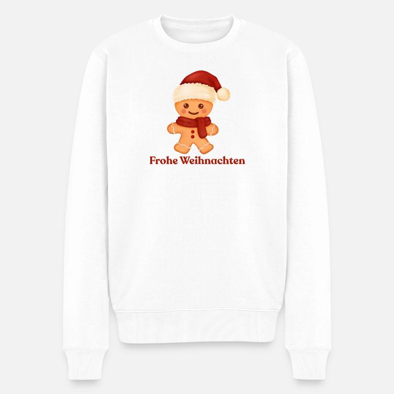 Frohe Weihnachten Lebkuchenmännchen Advent - Männer Premium Bio Pullover - Weiß