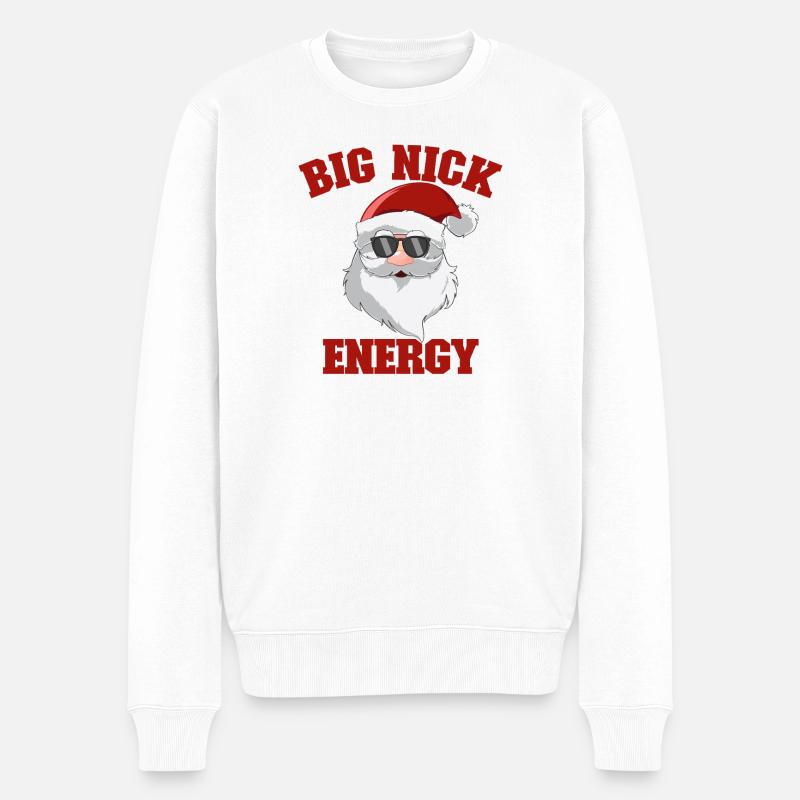 Père Noël, Joyeux Noël, Big Nick-E - Pull Premium bio Homme - blanc