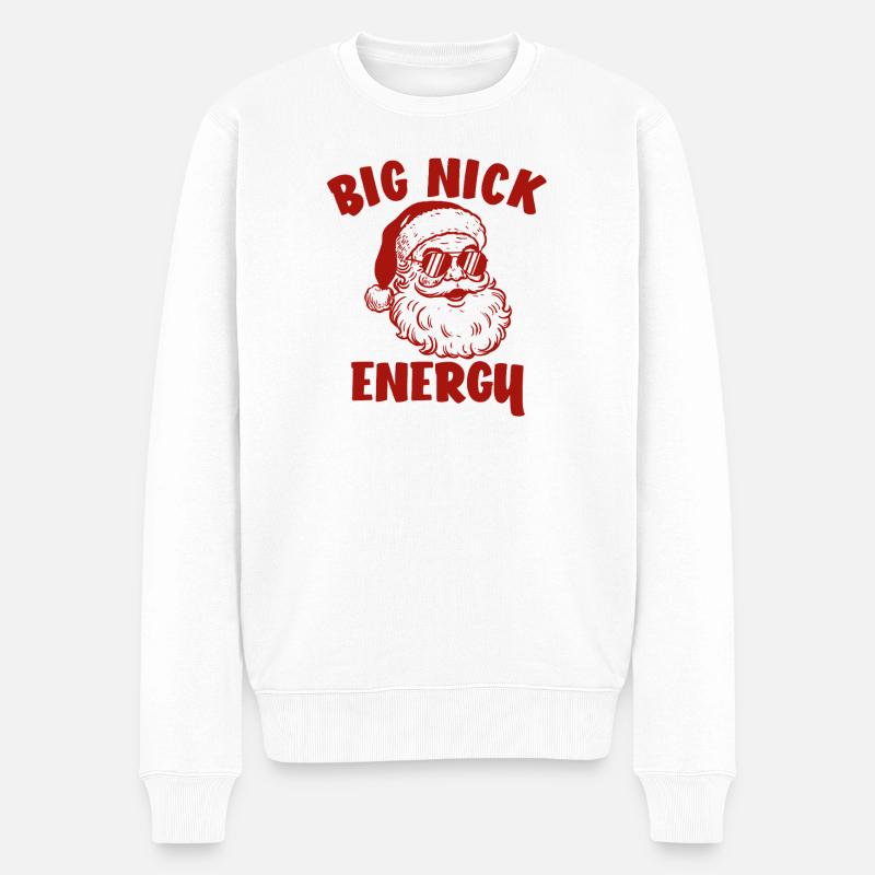 Père Noël, Joyeux Noël, Big Nick-E - Pull Premium bio Homme - blanc