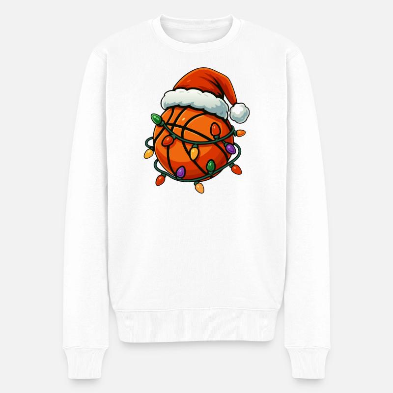 Weihnachtsbasketballspieler - Männer Premium Bio Pullover - Weiß