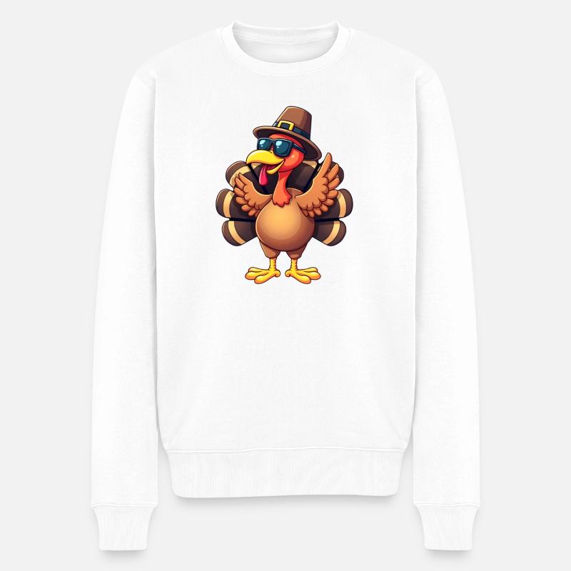 Thanksgiving Drôle Dinde de Thanksgiving - Pull Premium bio Homme - blanc