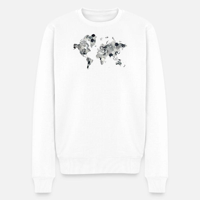 Weltkarte Mosaik-Design - Männer Premium Bio Pullover - Weiß