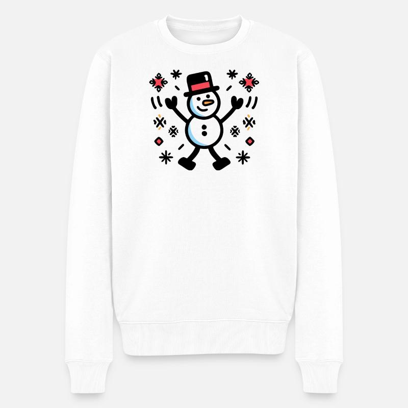 Joyeuse Snowman Comic Winter - Pull Premium bio Homme - blanc