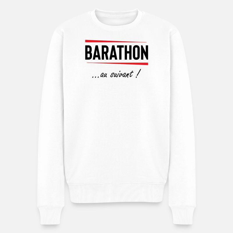 Barathon zum nächsten! Alkohol - Männer Premium Bio Pullover - Weiß