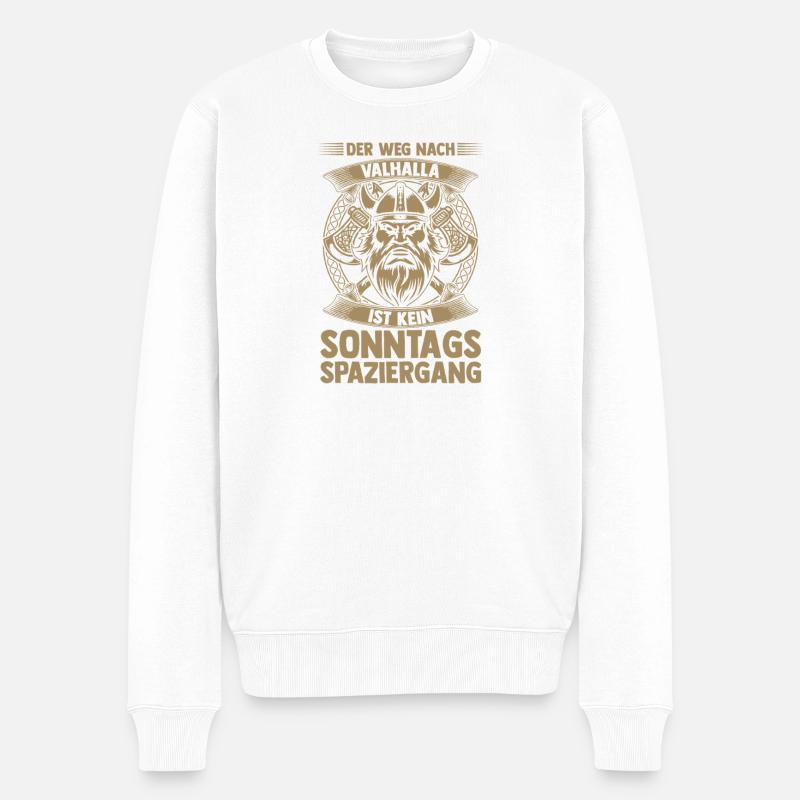 Mittelalter Schildwall Mittelaltermarkt Wikinger - Männer Premium Bio Pullover - Weiß