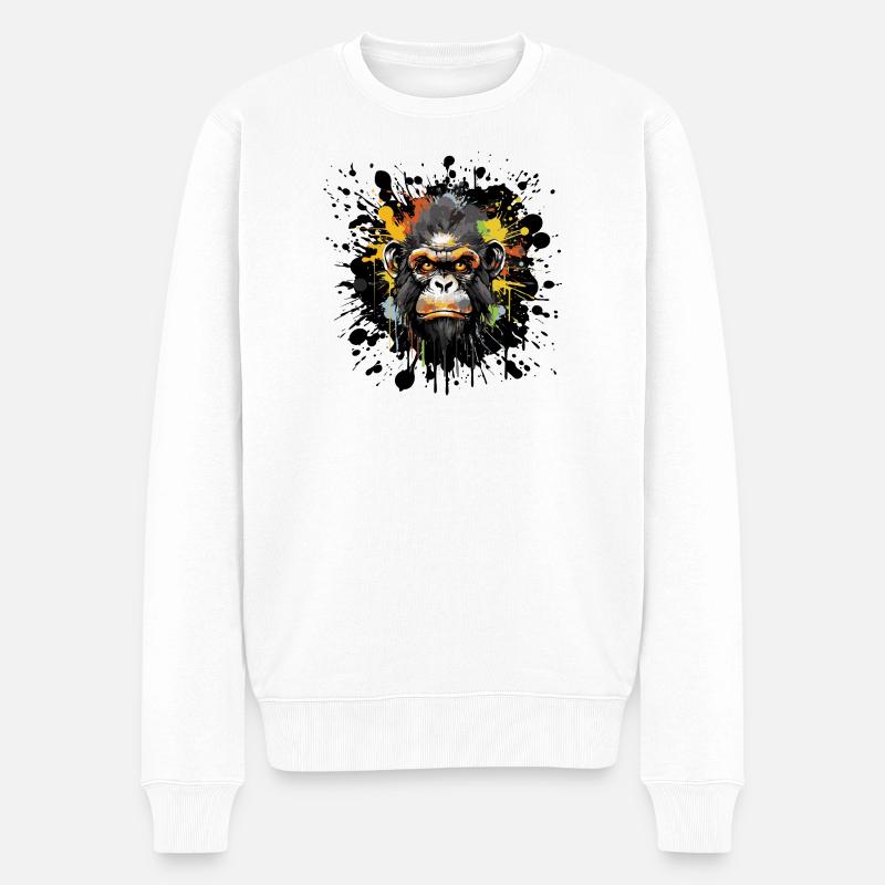 Singe Graffiti Animal - Pull Premium bio Homme - blanc