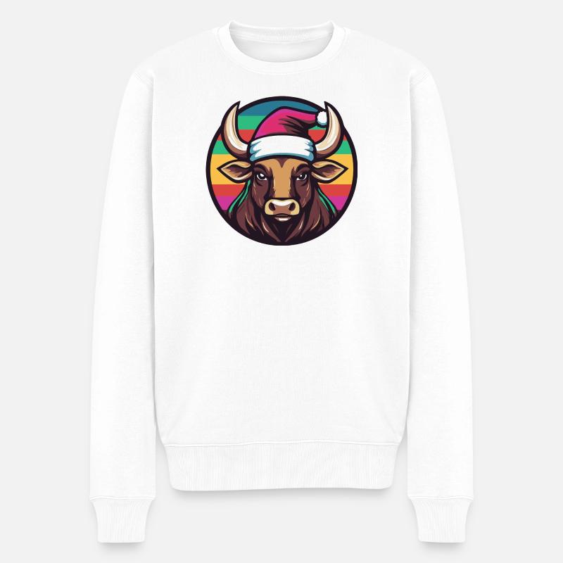Noël Taureau de Noël - Pull Premium bio Homme - blanc