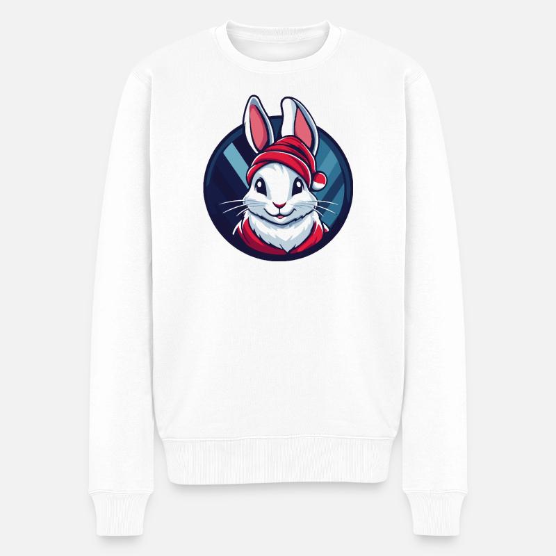 WeihnachtsHase im Winterkreis - Männer Premium Bio Pullover - Weiß