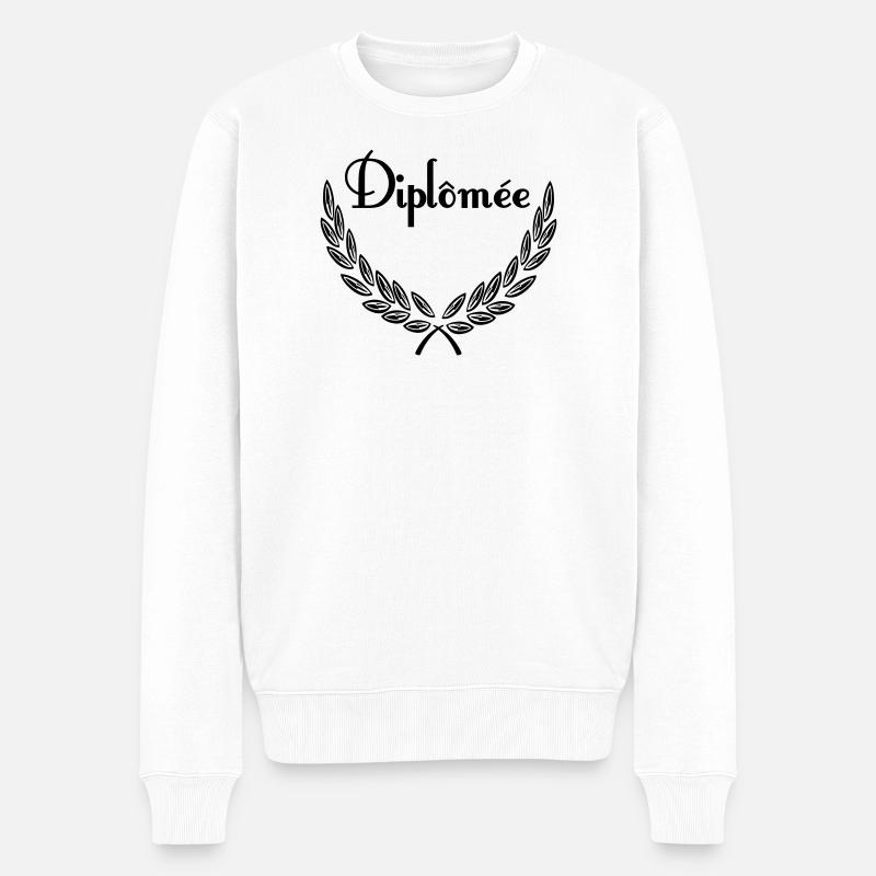 Diplômée – Couronne de Laurier - Männer Premium Bio Pullover - Weiß
