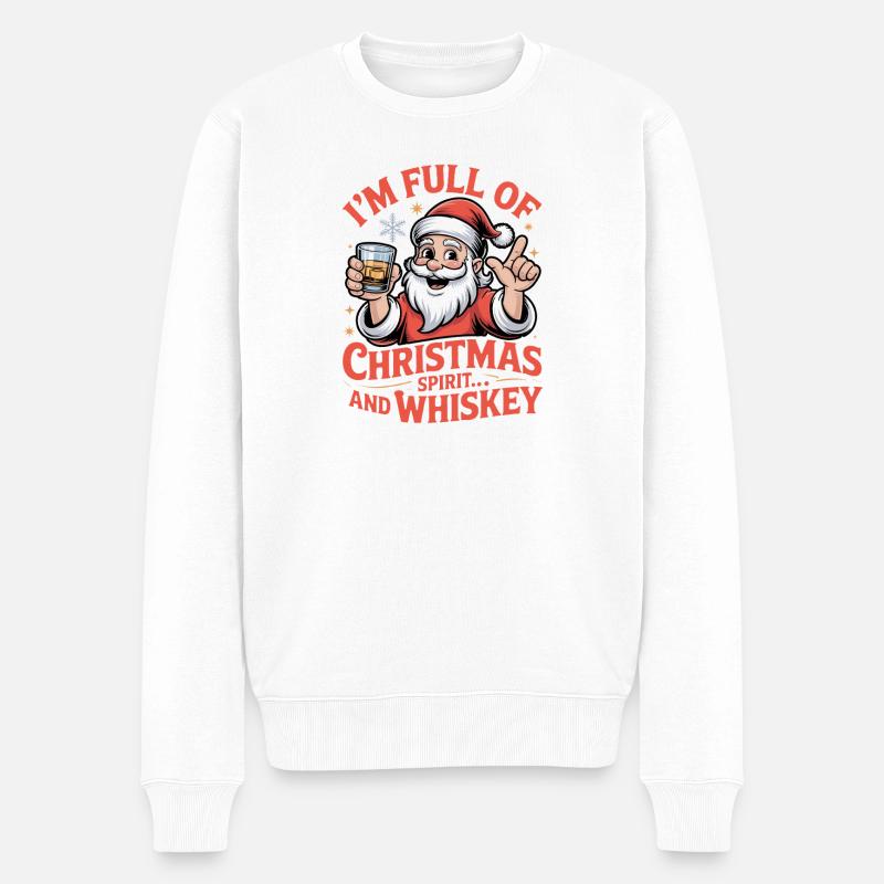 Santa Whiskey Spirit Tee - Männer Premium Bio Pullover - Weiß