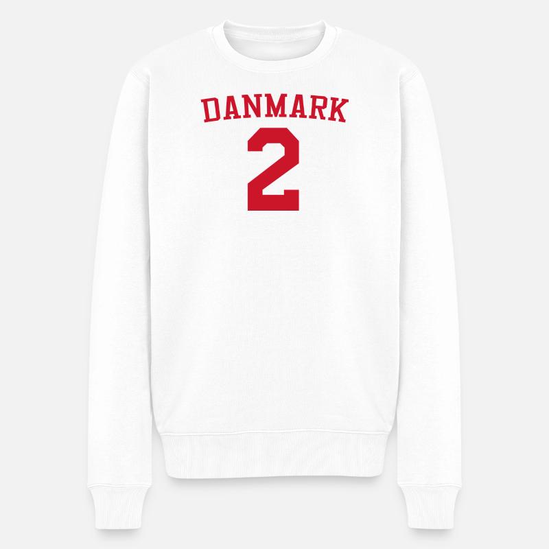 Dänemark 2 – Rotes Textdesign - Männer Premium Bio Pullover - Weiß