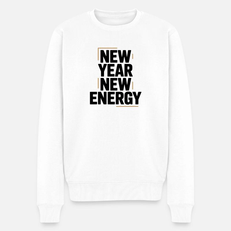 Neujahrs-Energietypografie - Männer Premium Bio Pullover - Weiß