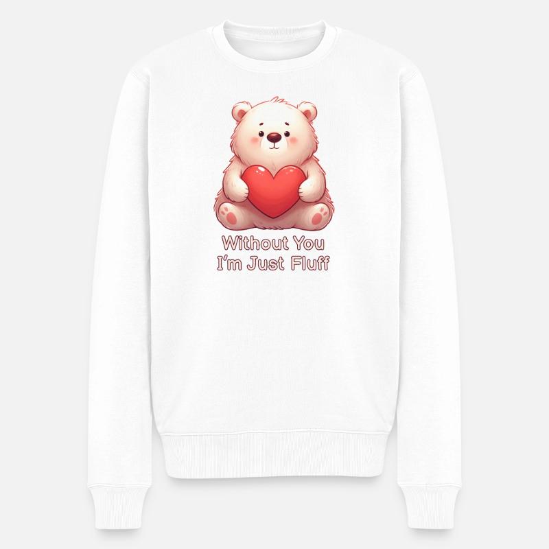 Teddybär mit Herz - Männer Premium Bio Pullover - Weiß